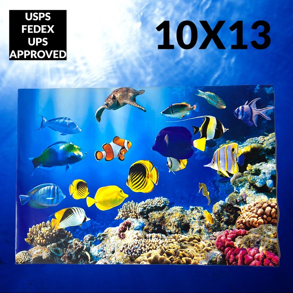 50 10X13 Poly Mailers Ocean Coral Reef With Fish, Turtle, Seahorse PRICE IS FIRM - Picture 7 of 8